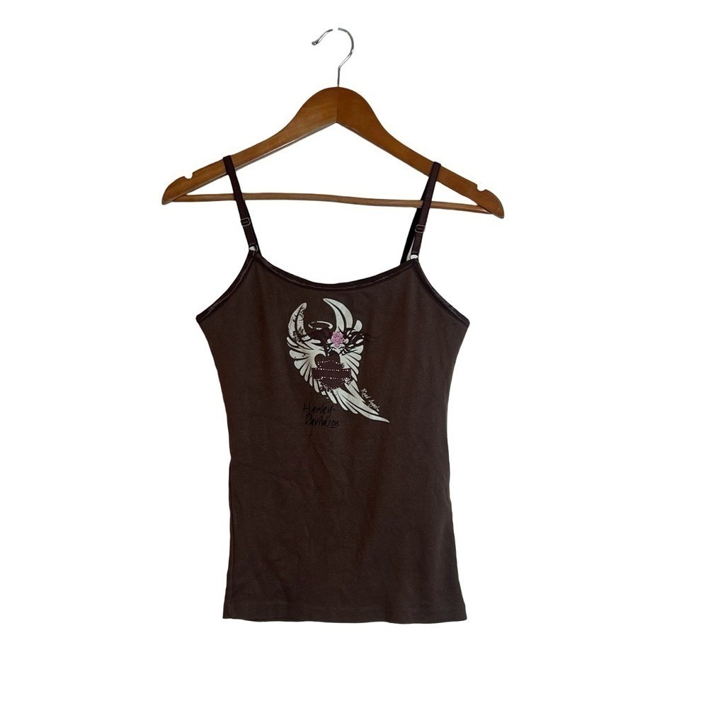 Harley-Davidson Brown Road Angel Graphic Cami Top Smoky Mountain Tennessee Small